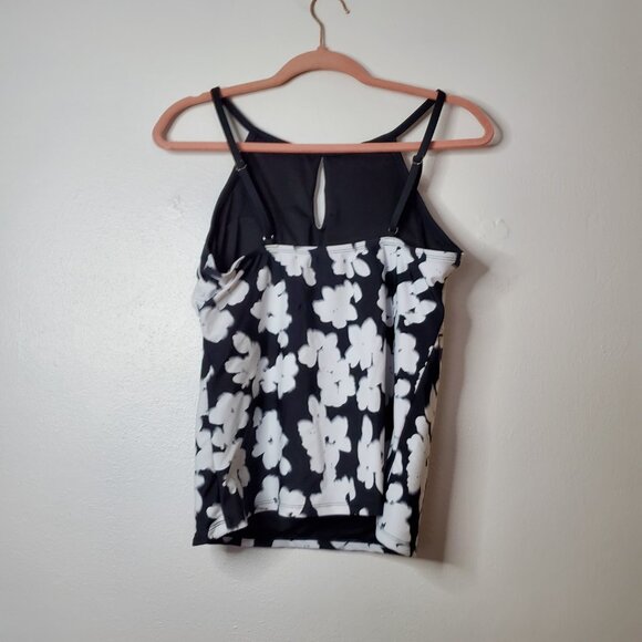 Women's Tankini Swimsuit XL Ellen Tracy Black Floral Swim Skirt Pocket - Picture 6 of 16